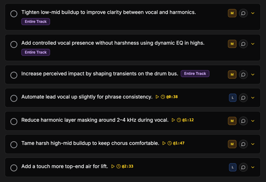 Studio-Ready Action Items screenshot