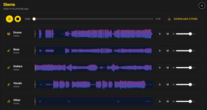 Stems Library & Export list view