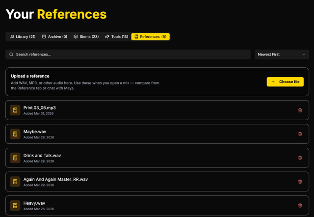 References Library in MixMaster Pro